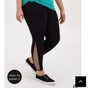 🆕FISHNET INSET BLACK - CROP PREMIUM LEGGING